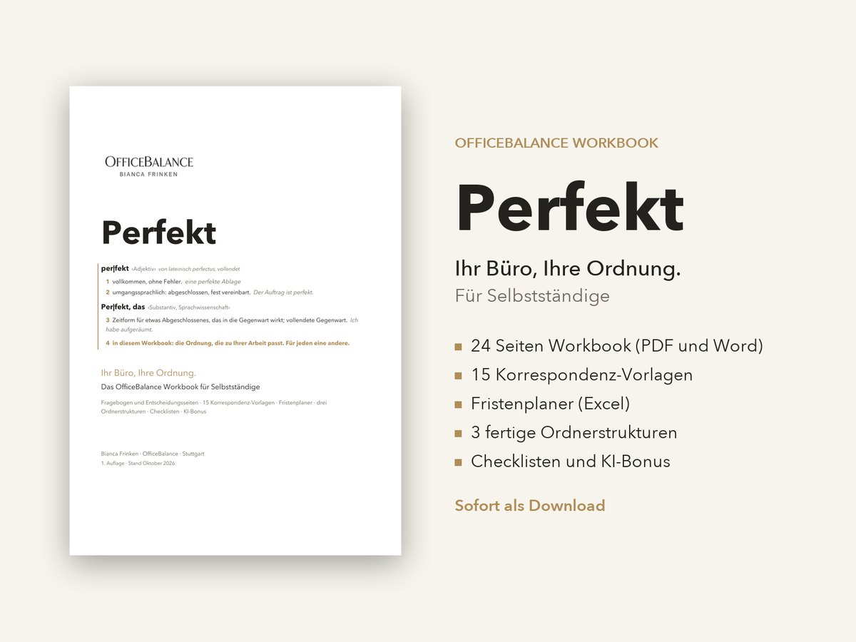 Perfekt – Das OfficeBalance Workbook für Selbstständige